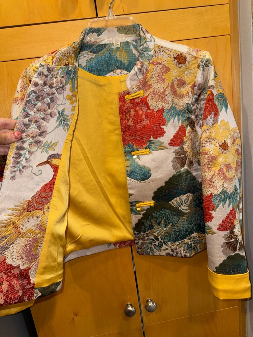 Floral Brocade Mandarin Collar Jacket in Multi-Color - Picture 6 of 10